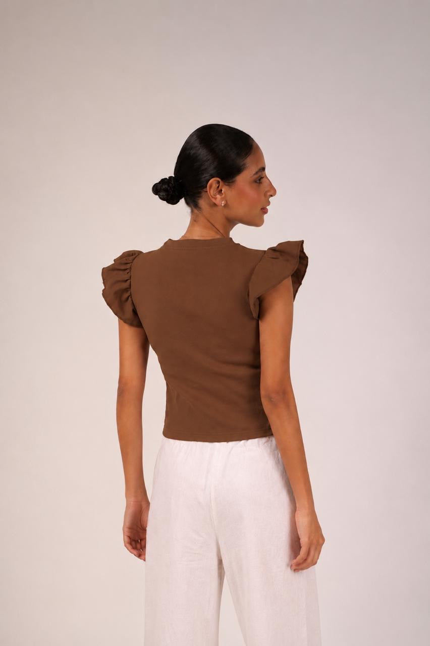 Brown Ruffle Top