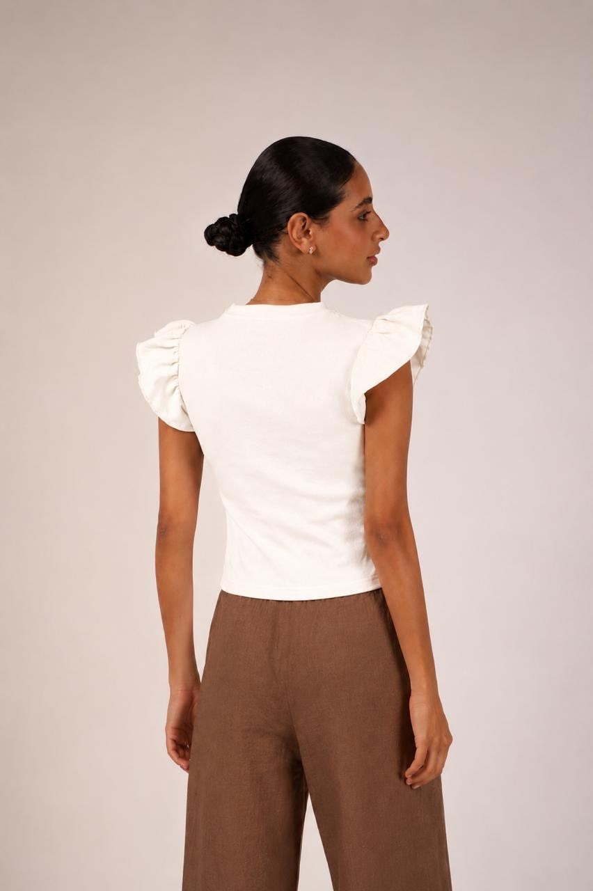 White Ruffle Top
