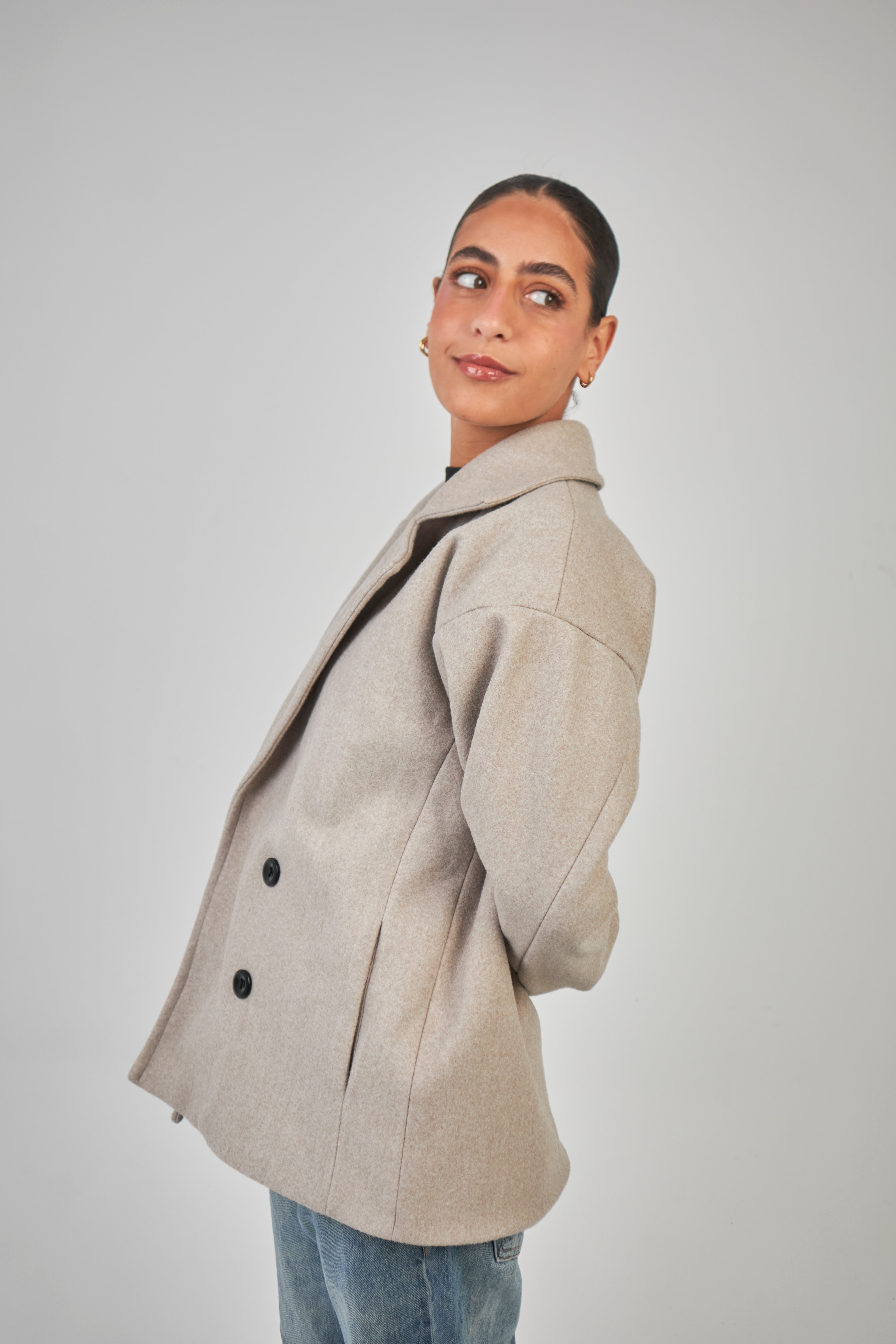 Wool Jacket Greige – NAZIHA