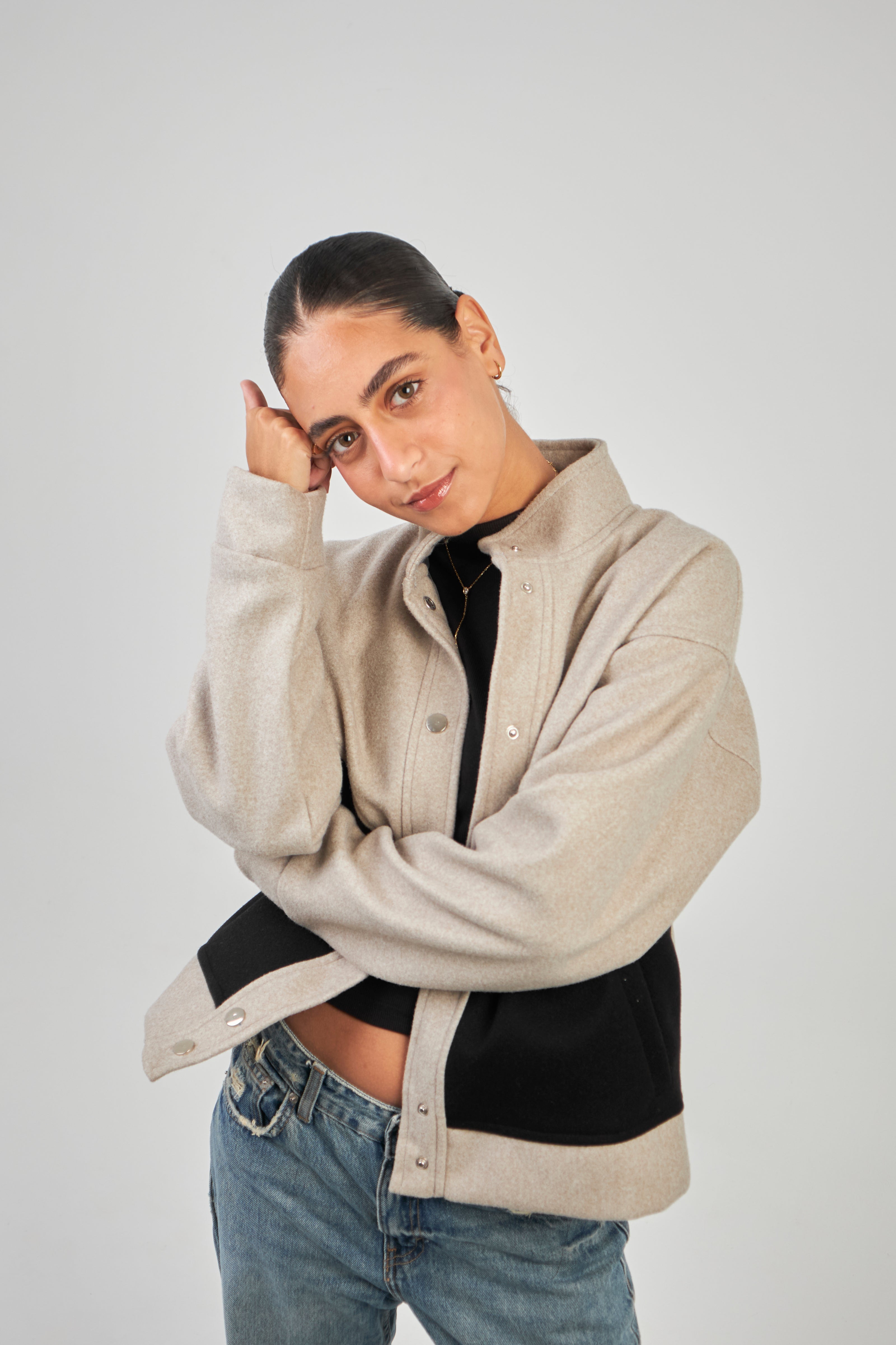 Wool Jacket Greige & Black