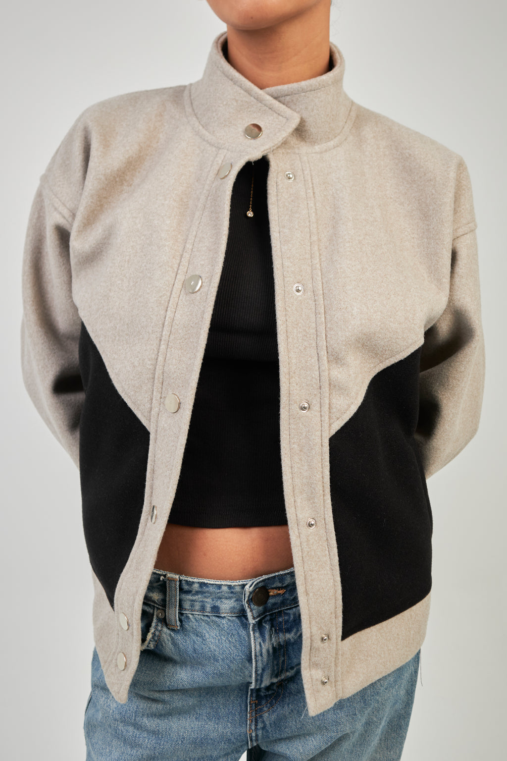 Wool Jacket Greige & Black