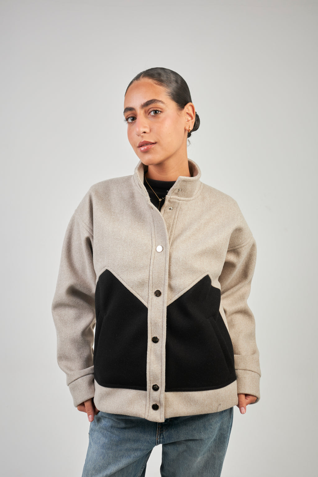 Wool Jacket Greige & Black