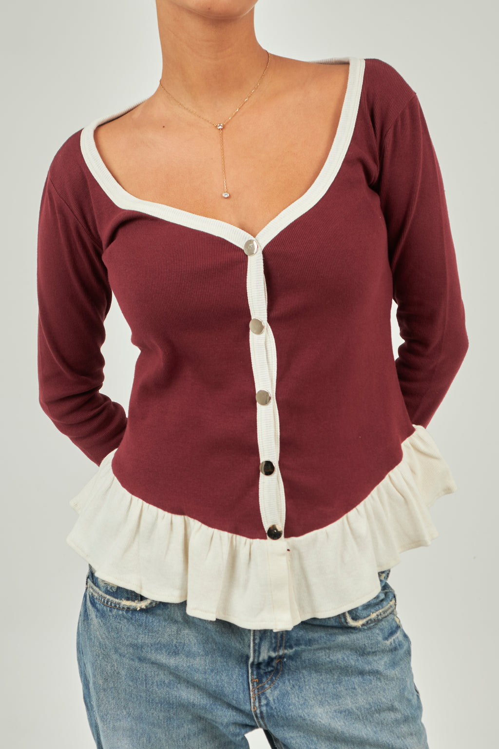 Top Burgundy & White