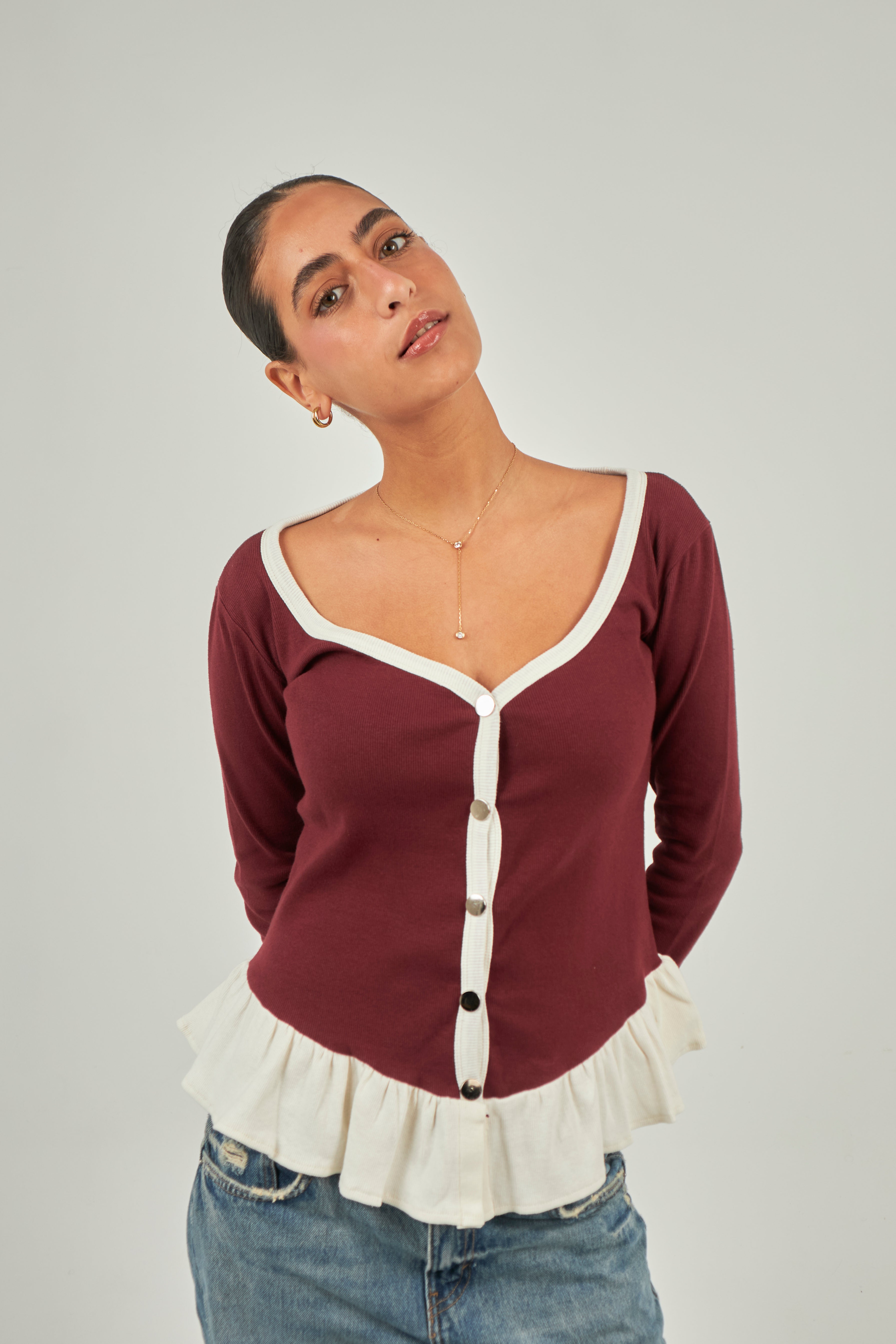 Top Burgundy & White