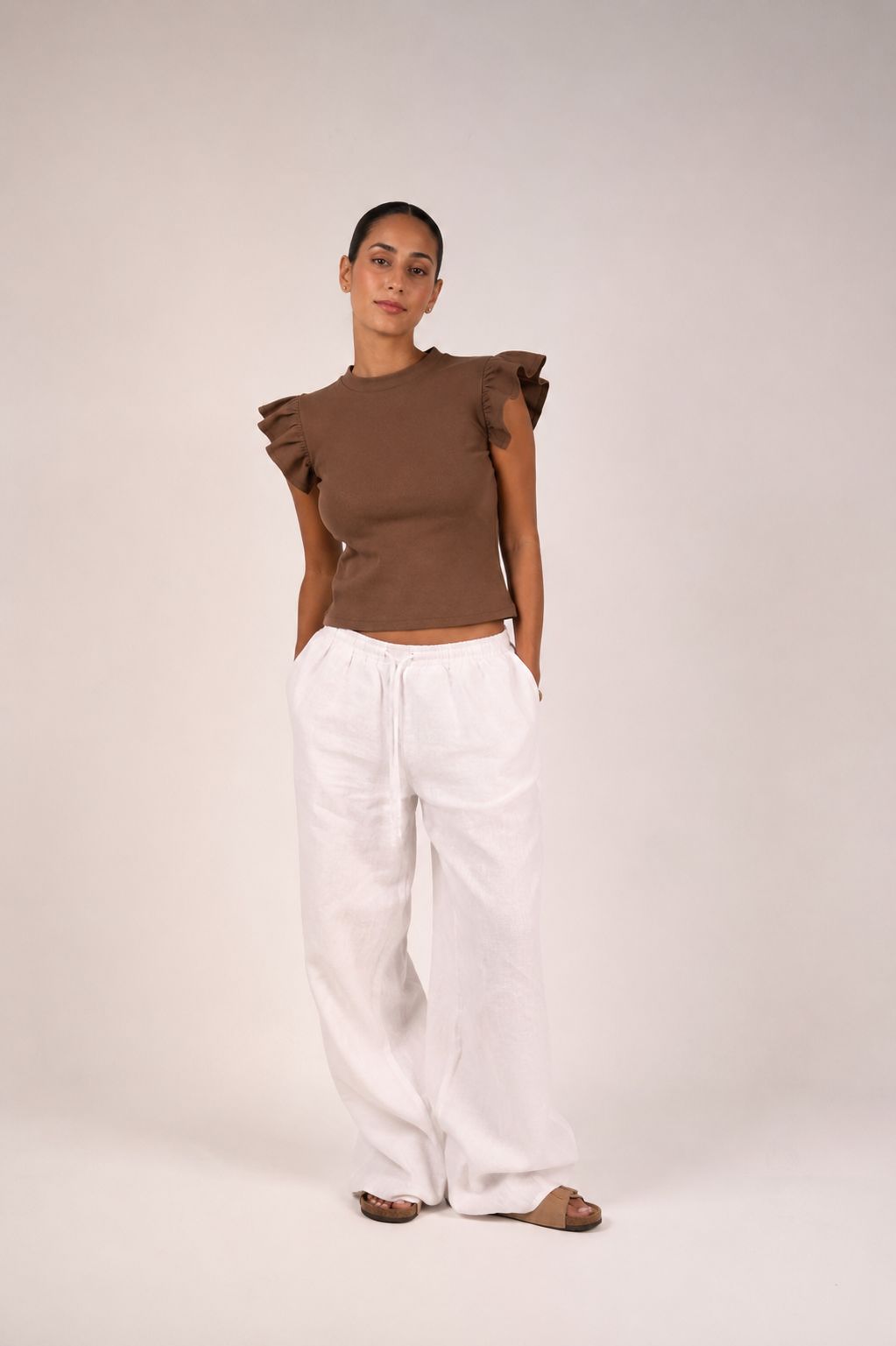 Brown Ruffle Top