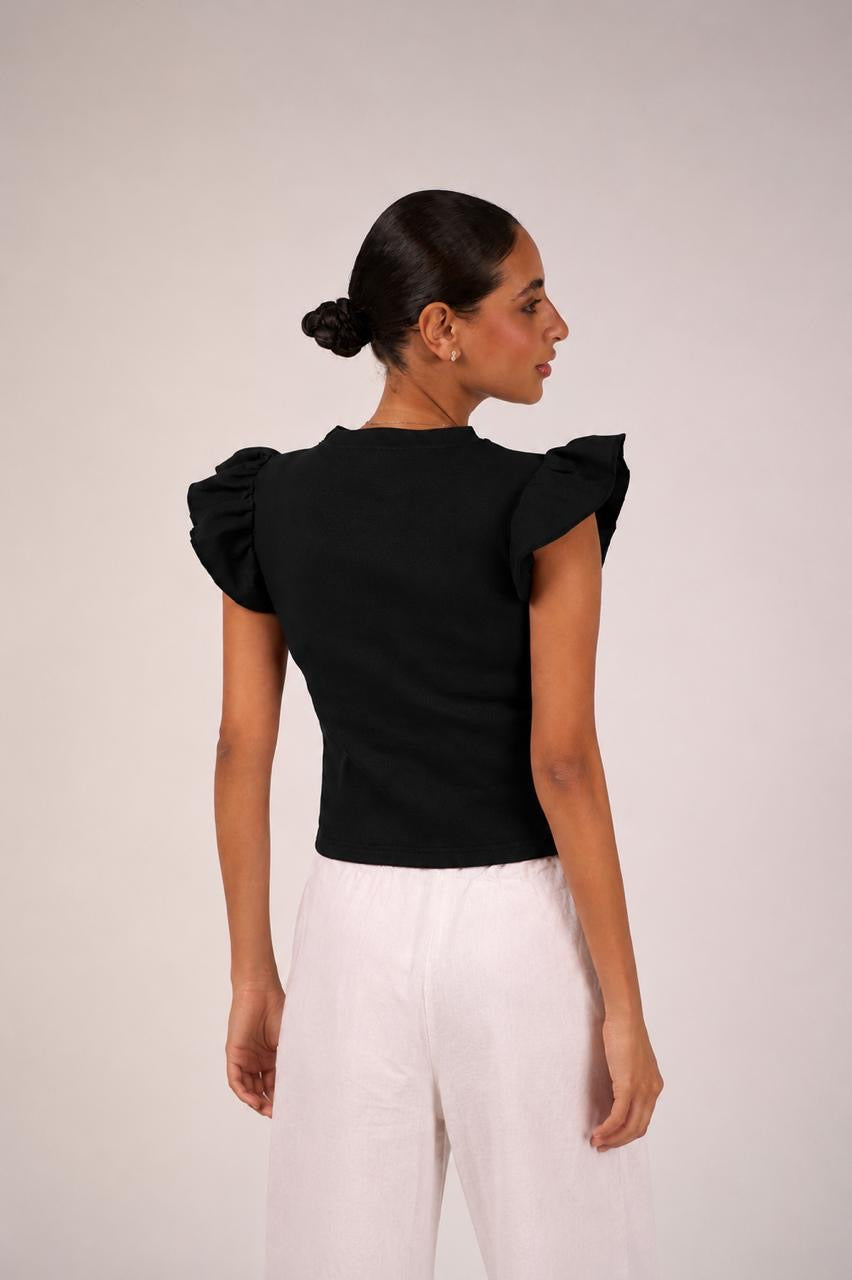 Black Ruffle Top